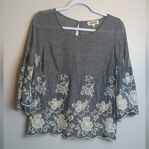 Listicle Embroidered Cotton Top Medium